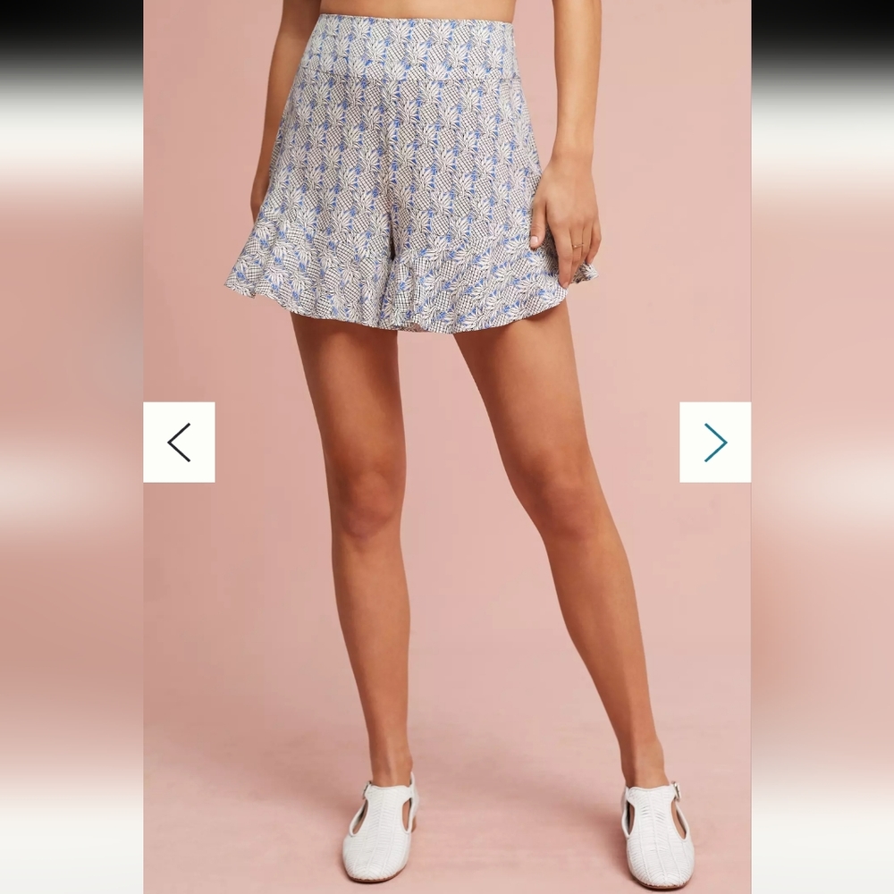 Anthropologie Maeve pineapple ruffle Shorts Size 4 - Picture 3 of 15